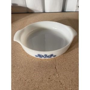 Anchor Hocking Fire King 429 BLUE Corn Flower 9" Round Pie Pan/CASSEROLE DISH